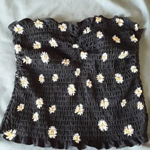 Black tube top with dandelions
